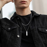 Thick Geometric Bar Pendant Necklaces for Men Jewelry