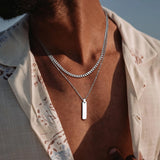 Thick Geometric Bar Pendant Necklaces for Men Jewelry
