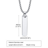 Thick Geometric Bar Pendant Necklaces for Men Jewelry