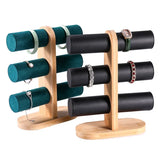 Wood Bracelet Display Stand Three-Layer Jewelry Rack