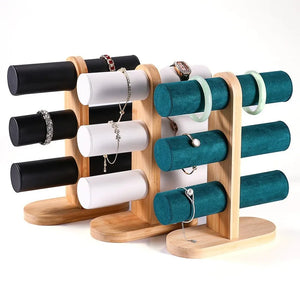 Wood Bracelet Display Stand Three-Layer Jewelry Rack