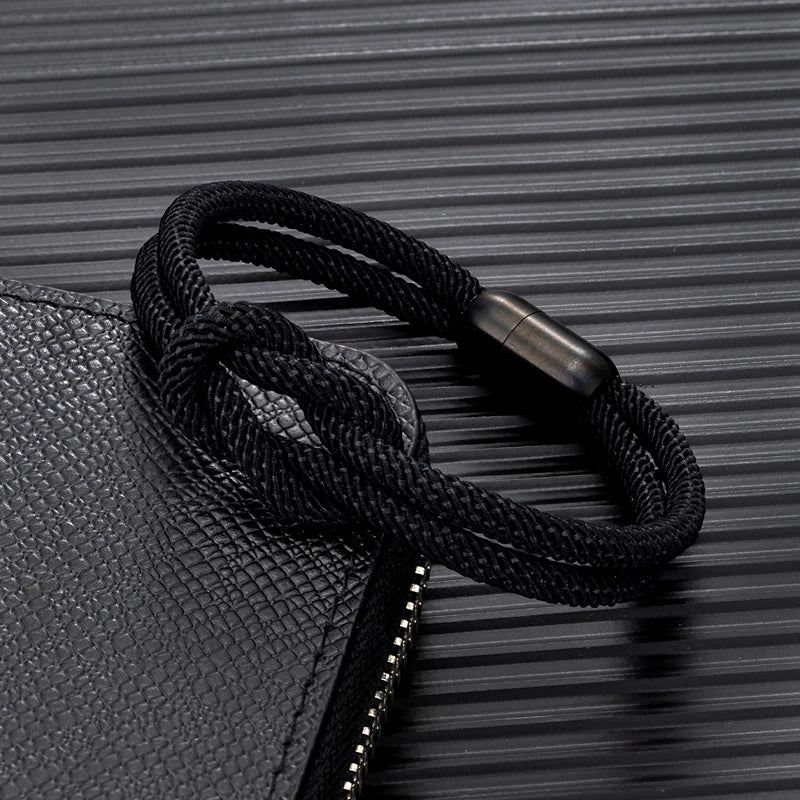 Two-Toned Bondage Rope Square Knot Bracelet with 316L Magnet