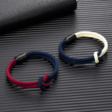 Two-Toned Bondage Rope Square Knot Bracelet with 316L Magnet