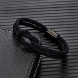 Two-Toned Bondage Rope Square Knot Bracelet with 316L Magnet