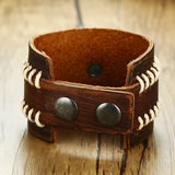 Vintage Leather Maltese Cross Wrap Bracelet for Men