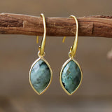 Minimalist Marquise Labradorite Dangle Earrings Modernism Earring