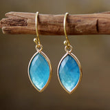 Minimalist Marquise Labradorite Dangle Earrings Modernism Earring