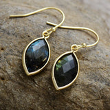 Minimalist Marquise Labradorite Dangle Earrings Modernism Earring