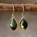 Minimalist Marquise Labradorite Dangle Earrings Modernism Earring