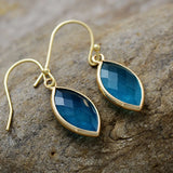 Minimalist Marquise Labradorite Dangle Earrings Modernism Earring