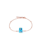 Stylish Women's Evil Eye 925 Silver Rose Plated Bracelet