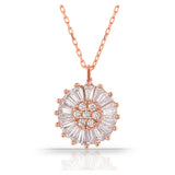 Zircon Stones Rose Plated 925 Silver Necklace for Women