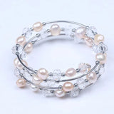 Baroque Pearl Crystal Bead Bracelet Bangle