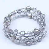 Baroque Pearl Crystal Bead Bracelet Bangle