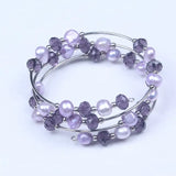 Baroque Pearl Crystal Bead Bracelet Bangle