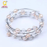 Baroque Pearl Crystal Bead Bracelet Bangle