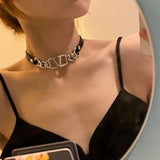 Fashion Choker Collar Necklace with Metal Letters