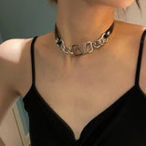 Fashion Choker Collar Necklace with Metal Letters