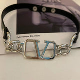 Fashion Choker Collar Necklace with Metal Letters