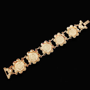Women's Moroccan Alloy Coin Bracelet with Sunflower Work