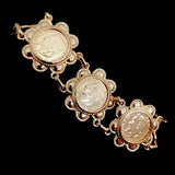 Women's Moroccan Alloy Coin Bracelet with Sunflower Work