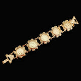 Women's Moroccan Alloy Coin Bracelet with Sunflower Work