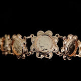 Women's Moroccan Alloy Coin Bracelet with Sunflower Work