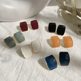 Stylish Square Enamel Clip-On Earrings for Women