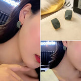 Stylish Square Enamel Clip-On Earrings for Women