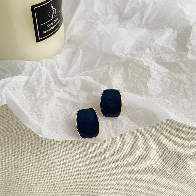 Stylish Square Enamel Clip-On Earrings for Women