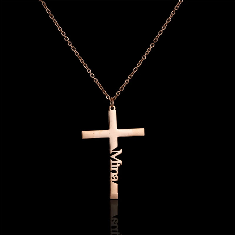 Religion Cross with Name Necklace Mother's Pendant Necklace
