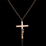 Religion Cross with Name Necklace Mother's Pendant Necklace