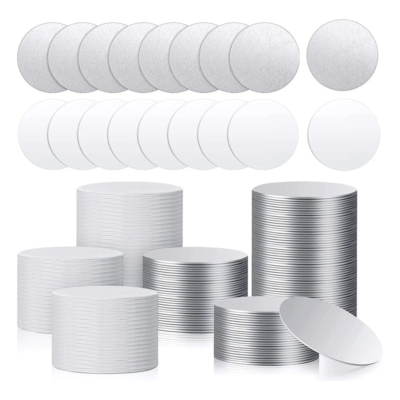 Aluminum Stickers Set Round Blank Bezel Pendant Tray Aluminum Sheet (100Pcs)
