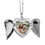Angel Wings Locket Photo Necklace Pendants Transfer Printing Jewelry