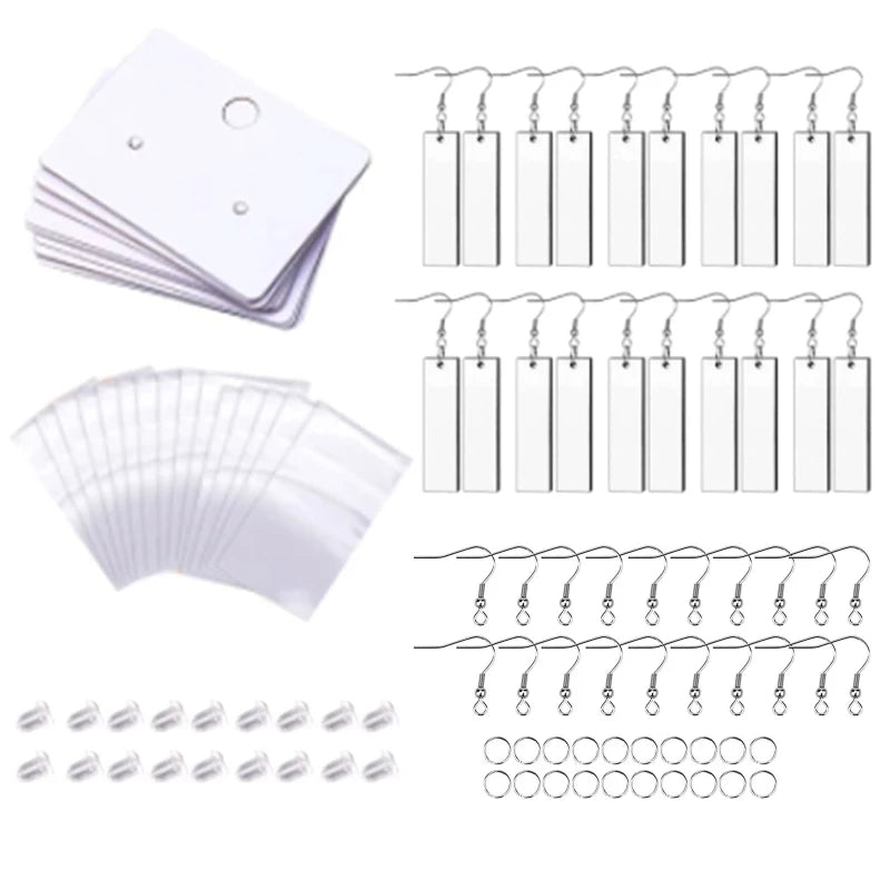 Sublimation Blank Earrings Kit - Rectangle Heat Transfer Earrings