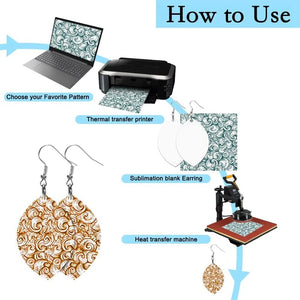 Sublimation Earrings Heat Transfer Pendant with Earhook