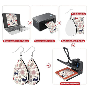 Sublimation Earrings Kit with Hooks Jump Rings Ear Plugs Holder Cards Bags