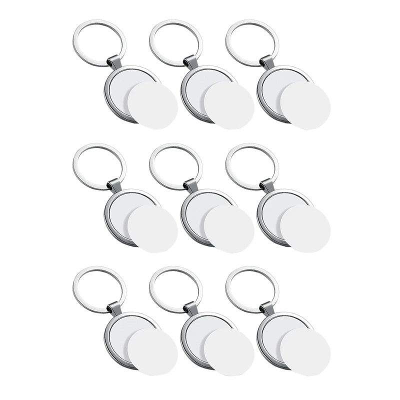 Round Heat Transfer Keychain Metal Board Key Rings Sublimation Blank Keychain