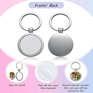 Round Sublimation Blank Keychain Metal Board Key Rings