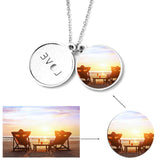 Sublimation Blank Necklace Heart-shaped/Round Hollow Flat Chain Pendant Jewelry