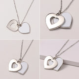 Sublimation Blank Necklace Heart-shaped/Round Hollow Flat Chain Pendant Jewelry