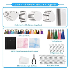 Sublimation Earring Blanks with Hooks Rings Pliers
