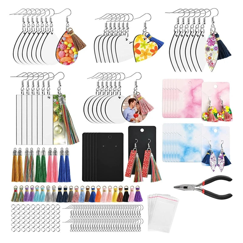 Sublimation Earring Blanks with Hooks Rings Pliers