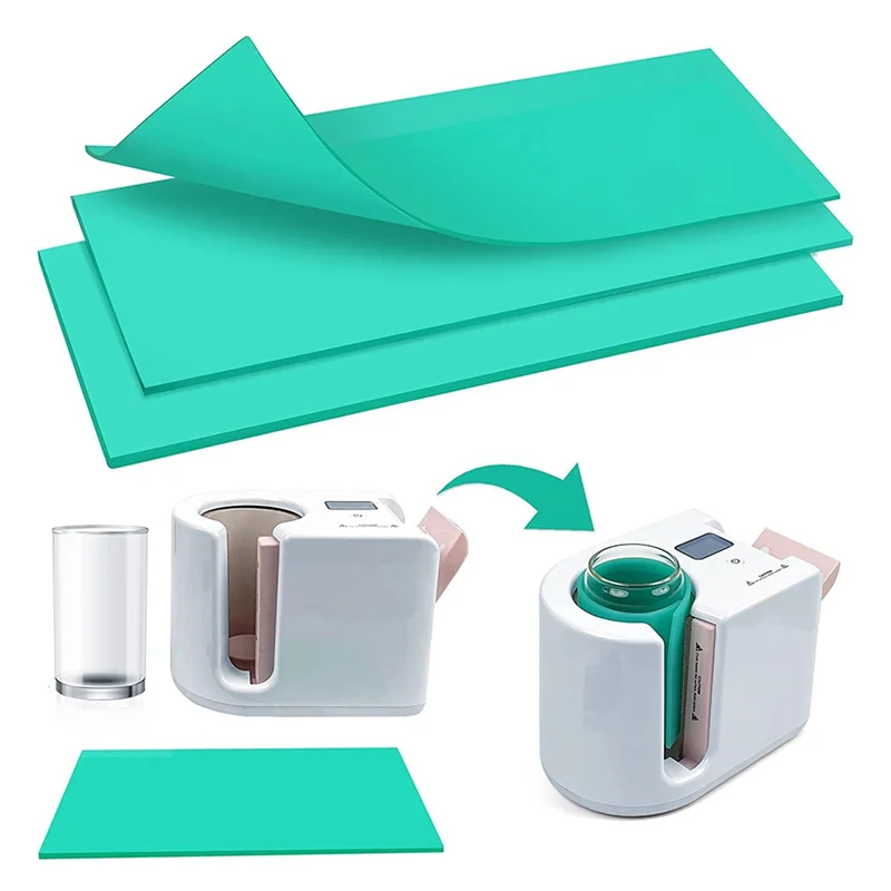 Green Silicone Mug Wrap for Heat Press Sublimation Machine, 3 Thicknesses