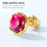 925 Silver Red Corundum Stud Earrings 10K Plated Gemstone Fine Jewelry