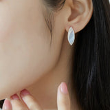 Leaf Shape Stud Earring 925 Silver Shell Woman Earrings Daily Wear Jewelry