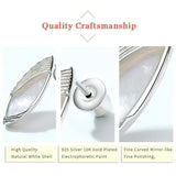 Leaf Shape Stud Earring 925 Silver Shell Woman Earrings Daily Wear Jewelry