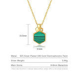Malachite Hexagon Necklace Geometric Honeycomb Pendant 925 Sterling Silver