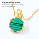 Malachite Hexagon Necklace Geometric Honeycomb Pendant 925 Sterling Silver