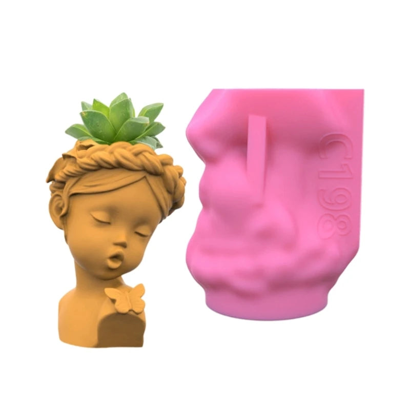 Succulents Flower Pot Resin Silicone Mold for DIY Concrete Candle Holder Crafts